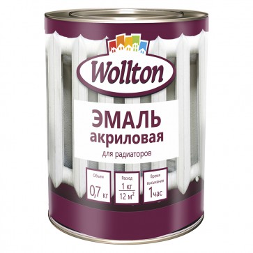 Эмаль для радиаторов полуматовая Wollton 0,7 кг белая